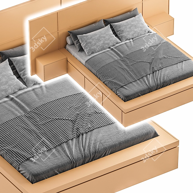 3D Bed Design & Modeling | V-ray | 120cm x 308cm x 223cm 3D model image 3