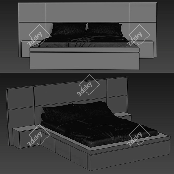 3D Bed Design & Modeling | V-ray | 120cm x 308cm x 223cm 3D model image 4
