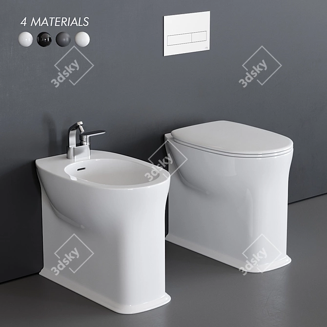 Madre Ceramic WC & Bidet Set 3D model image 1