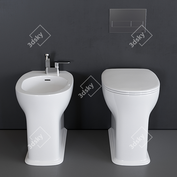 Madre Ceramic WC & Bidet Set 3D model image 2