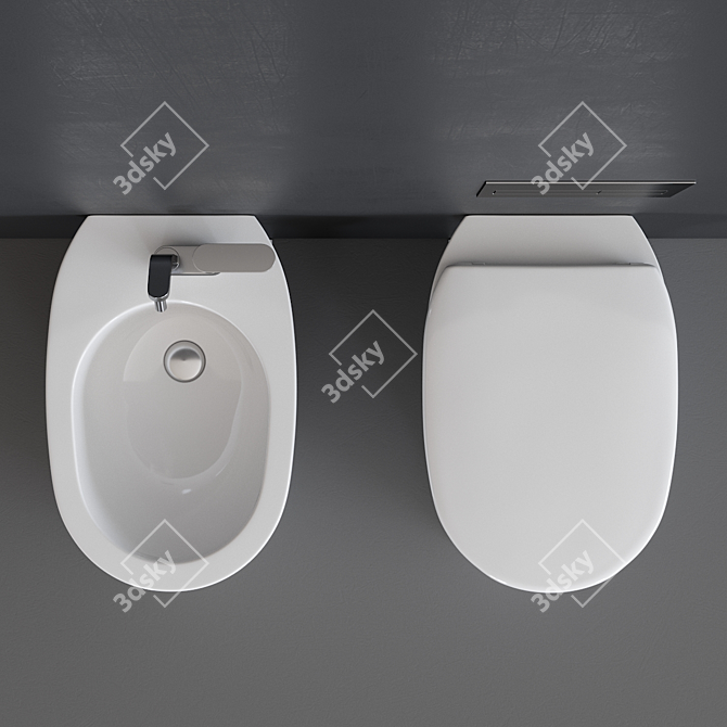 Madre Ceramic WC & Bidet Set 3D model image 4