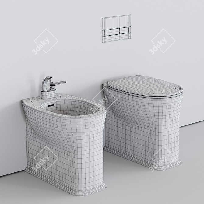 Madre Ceramic WC & Bidet Set 3D model image 5