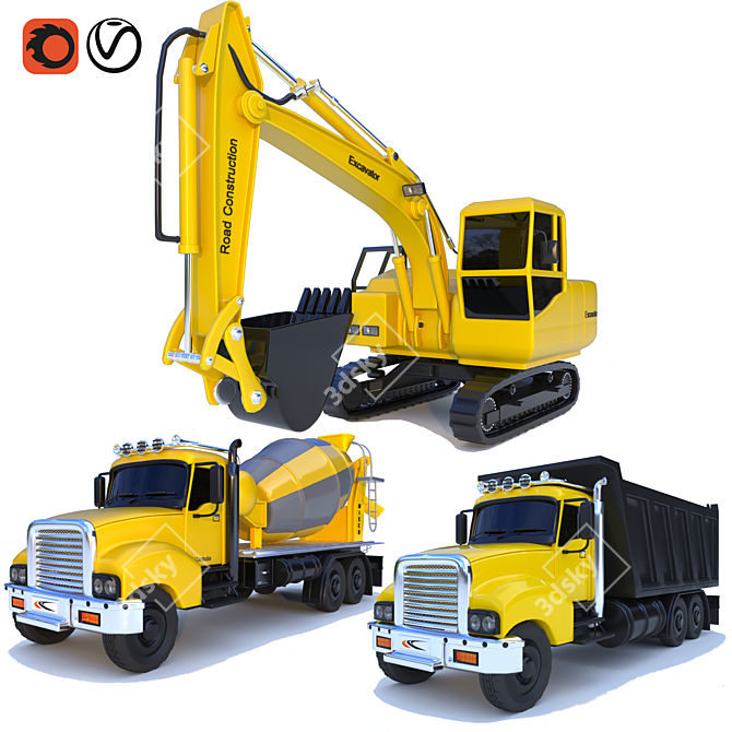 Versatile Construction Trucks for Optimal Performance 3D model image 1