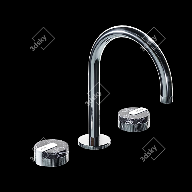 Customizable Three-Hole Washbasin Mixer 3D model image 2