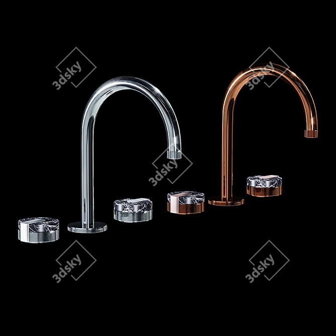 Customizable Three-Hole Washbasin Mixer 3D model image 3