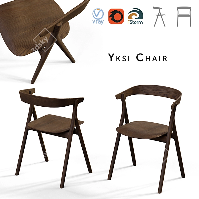  Scandinavian Inspired Yksi Chair 3D model image 5