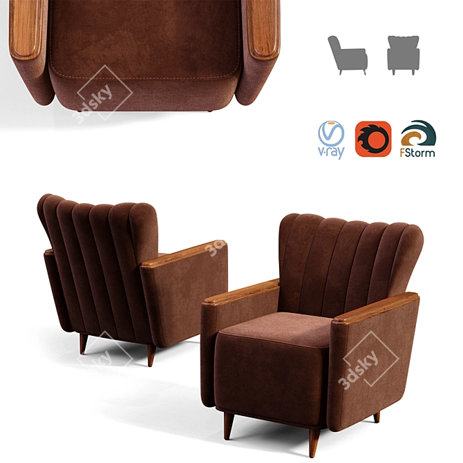 Elegant Single Seater Sofa 3D model image 1