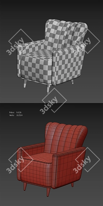 Elegant Single Seater Sofa 3D model image 4