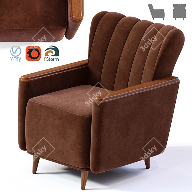 Elegant Single Seater Sofa 3D model image 6
