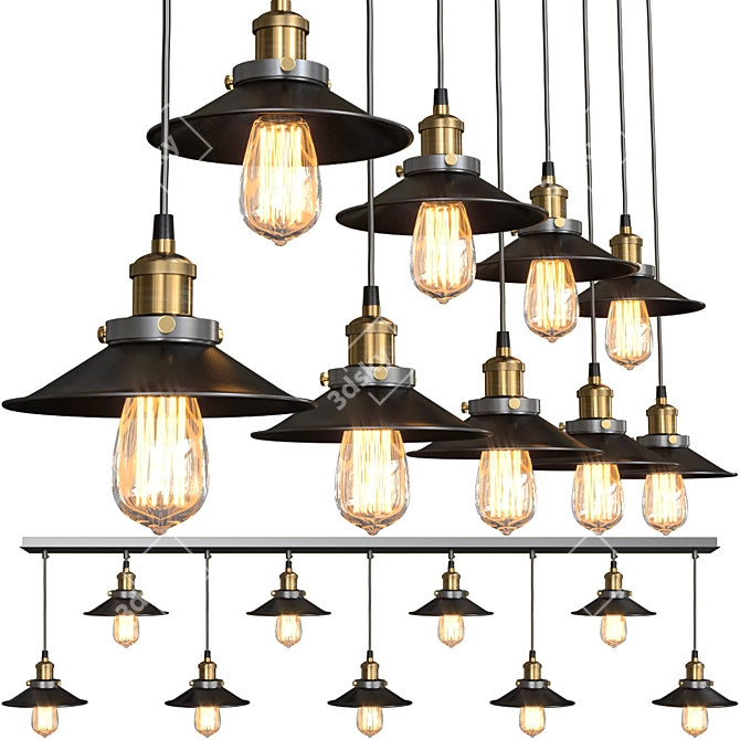 Loft Cone Pendant - 9-Light Modern Hanging Chandelier 3D model image 1