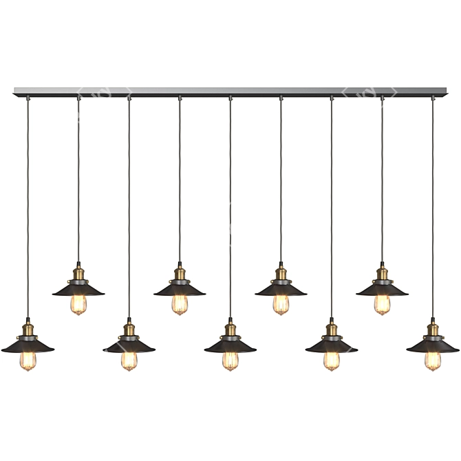 Loft Cone Pendant - 9-Light Modern Hanging Chandelier 3D model image 2