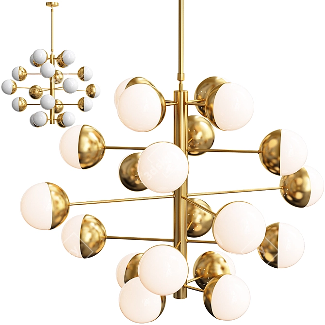 Italian Cedar Moss Light: Elegant 20-Lamp Chandelier 3D model image 1