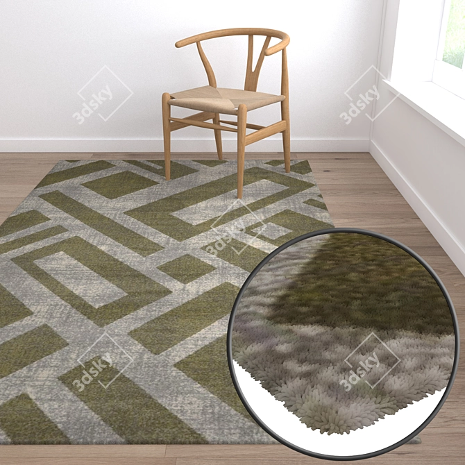 Luxury Carpets Set: High-Quality Textures and Versatile Usage 3D model image 5