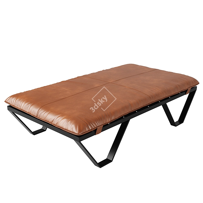 Luxurious Darrow Tan Leather Ottoman 3D model image 1