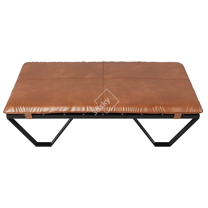 Luxurious Darrow Tan Leather Ottoman 3D model image 2