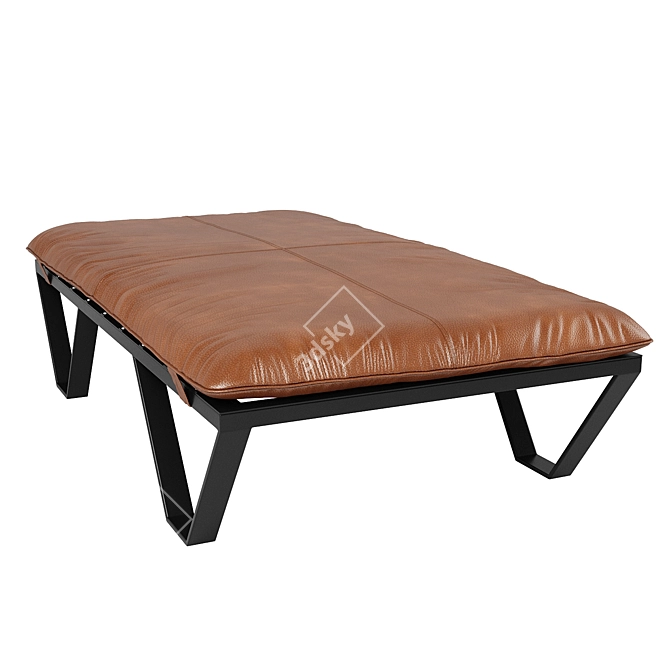 Luxurious Darrow Tan Leather Ottoman 3D model image 4