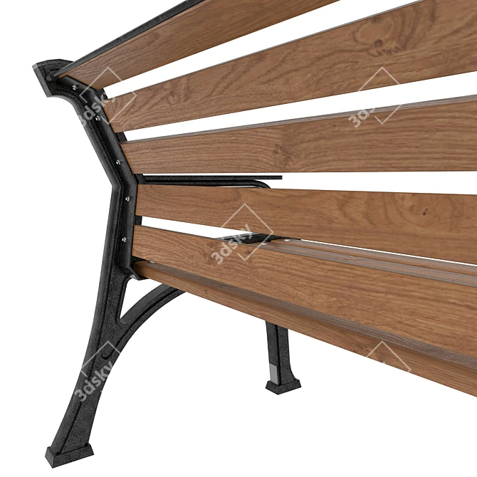 Retro Cast Iron City Bench 3D model image 3