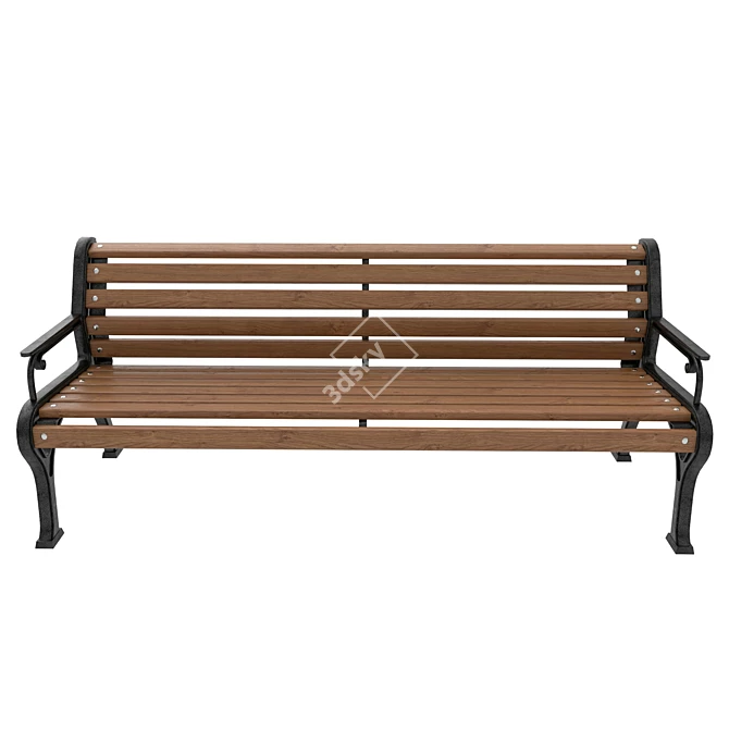 Retro Cast Iron City Bench 3D model image 4