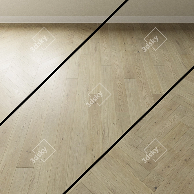 Elegant Oak Chevron: Inspire Your Space 3D model image 1