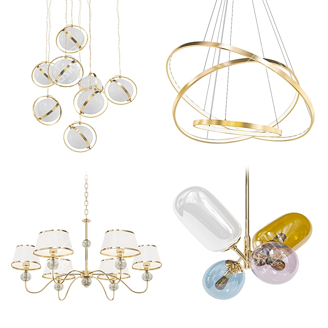 Contemporary Glass Chandelier Collection 3D model image 1