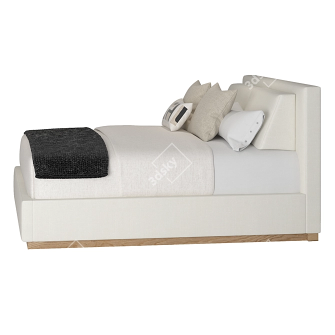 Elegant King-Sized Boutique Bed 3D model image 3