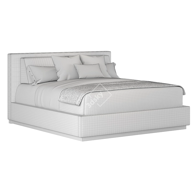 Elegant King-Sized Boutique Bed 3D model image 5