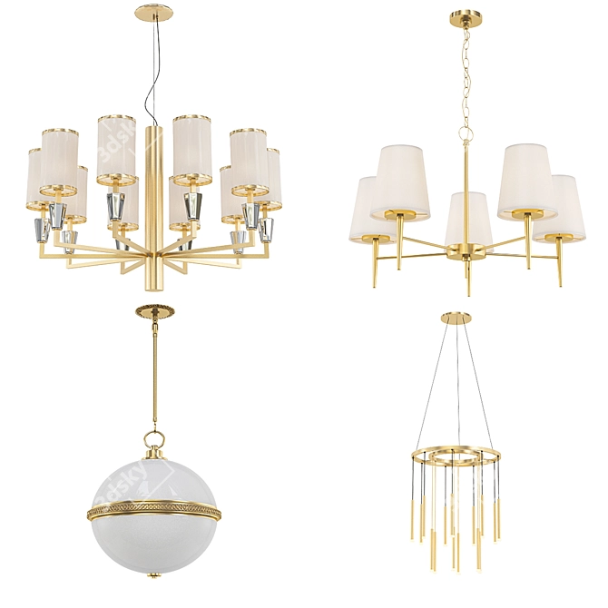 Modern Chandelier Set 3D model image 1