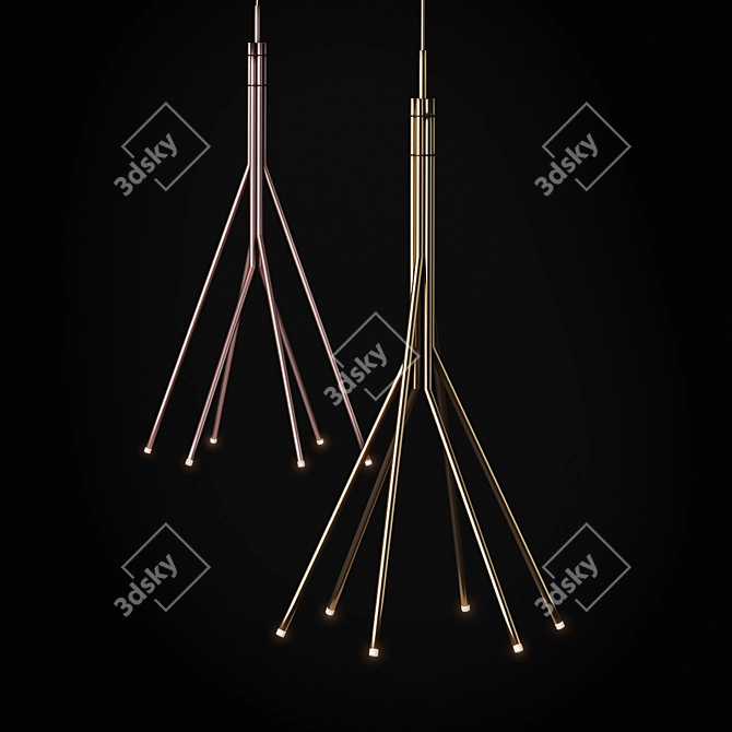Elegant Treelight Pendant in Gold and Pink 3D model image 1