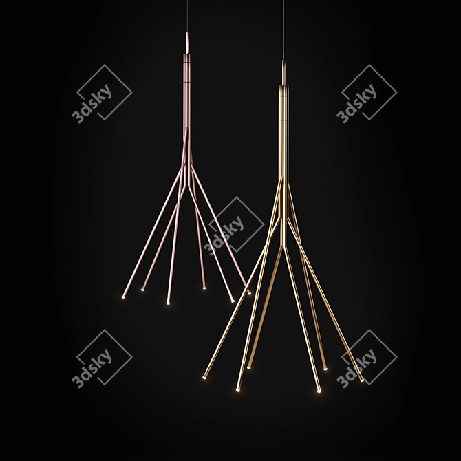 Elegant Treelight Pendant in Gold and Pink 3D model image 4