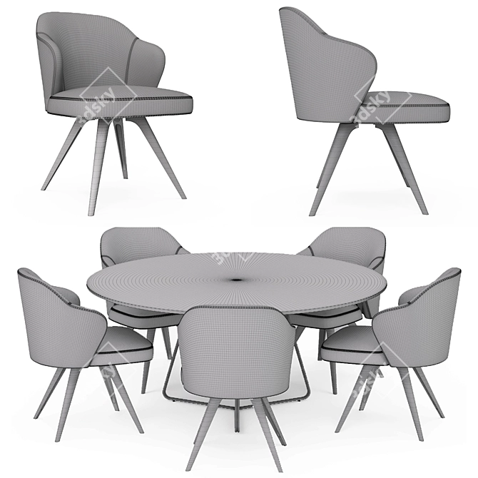 Modern Leslie Table Set 3D model image 5