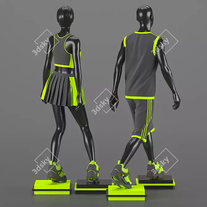 Adidas Cloth Set: Marvelous Designer Male & Female Mannequins 3D model image 2