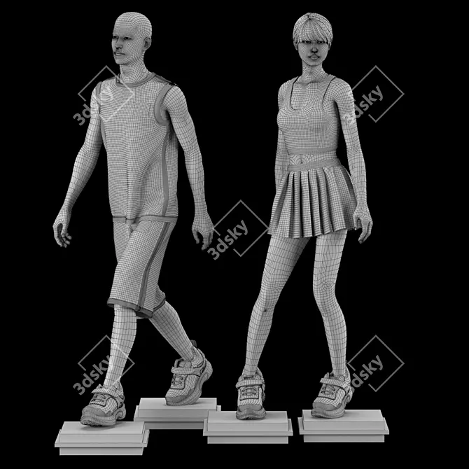 Adidas Cloth Set: Marvelous Designer Male & Female Mannequins 3D model image 5