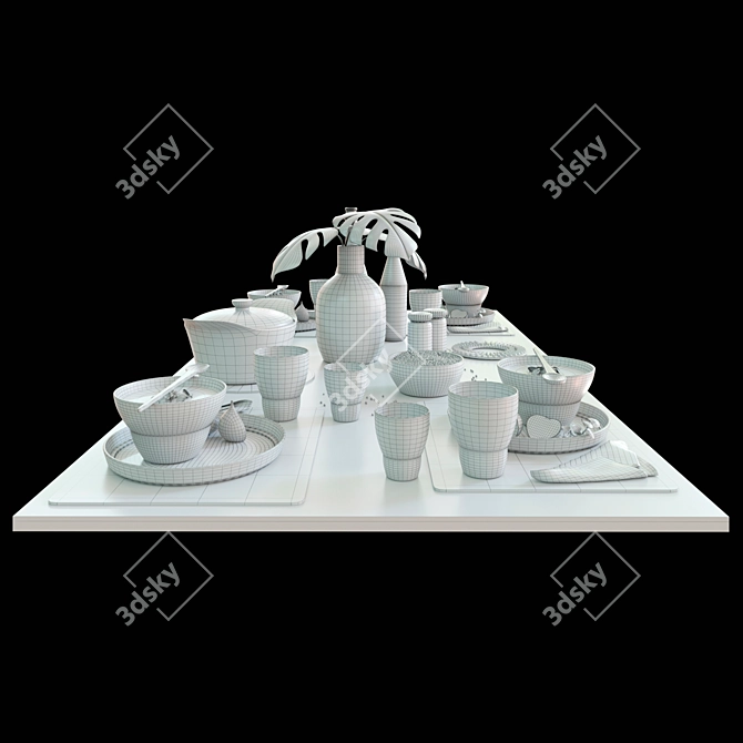 Elegant Dark Table Setting 3D model image 3