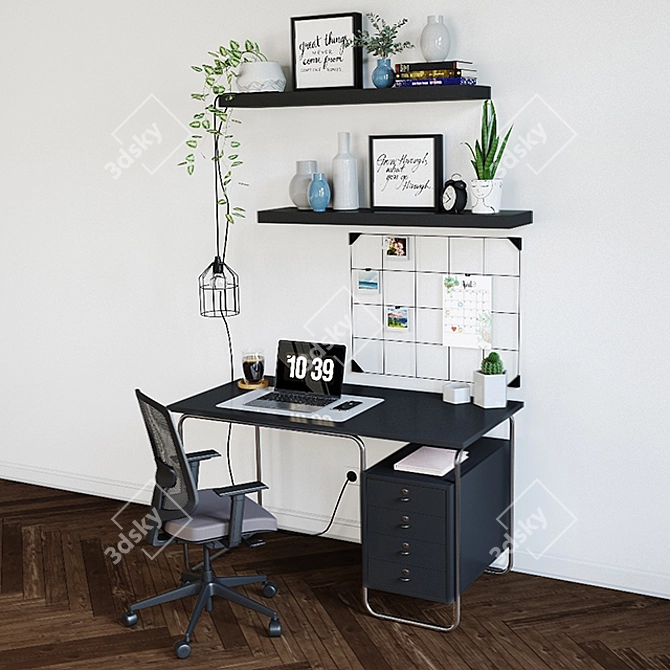 Modern Workspace Set: ZANOTTA Desk, Sava Chair, Syosdala Board & More 3D model image 2