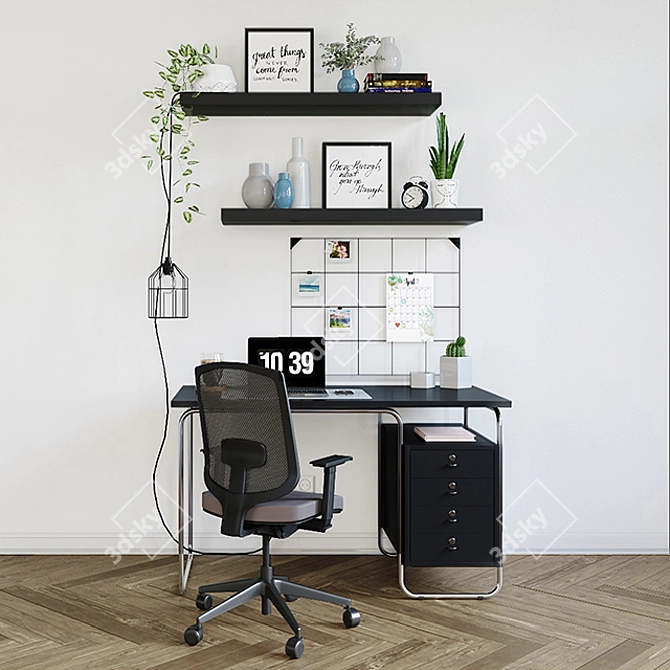 Modern Workspace Set: ZANOTTA Desk, Sava Chair, Syosdala Board & More 3D model image 4