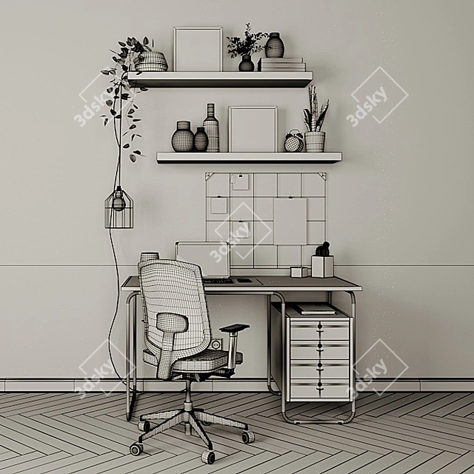 Modern Workspace Set: ZANOTTA Desk, Sava Chair, Syosdala Board & More 3D model image 5