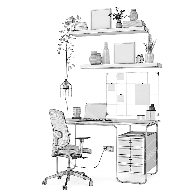 Modern Workspace Set: ZANOTTA Desk, Sava Chair, Syosdala Board & More 3D model image 10