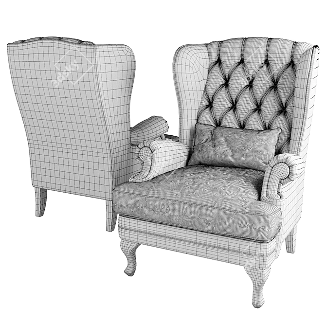 Elegant Handcrafted Manchester Armchair 3D model image 5