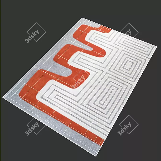 Daring Meander Hand-Tufted Wool Rug 3D model image 3