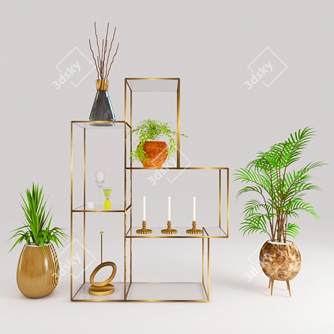 Modern Plant Metal Fixture 3D model image 2