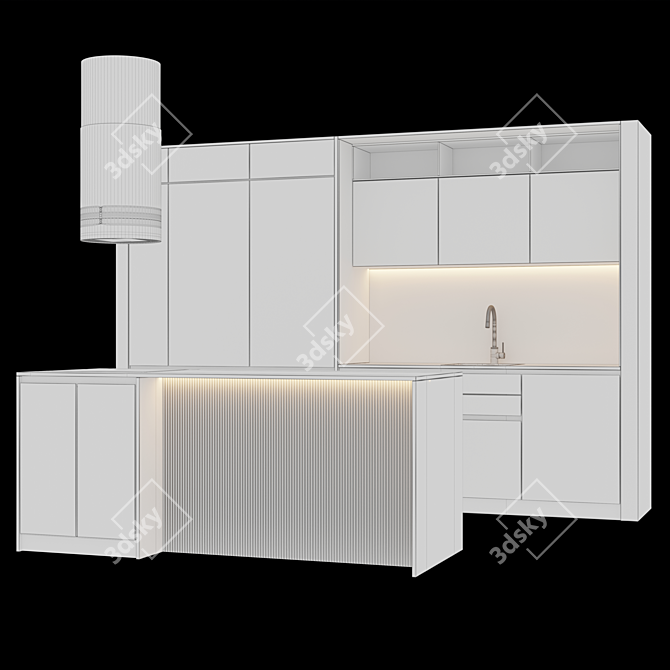 Sleek Modern Kitchen Design 3D model image 1