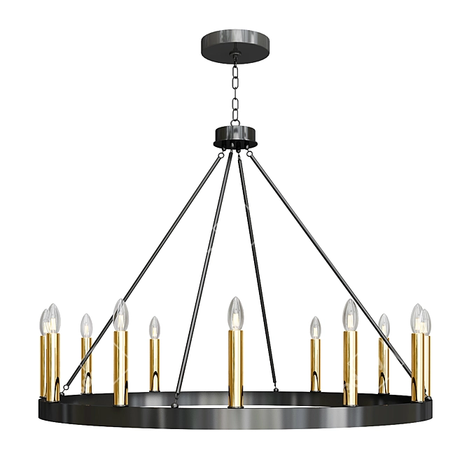 Rustic Elegance: Highclere 12-Light Wagon Chandelier 3D model image 1