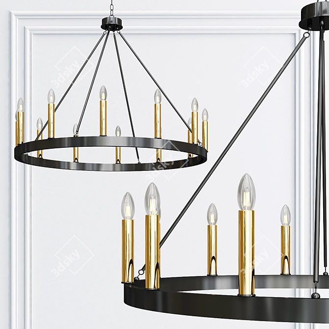 Rustic Elegance: Highclere 12-Light Wagon Chandelier 3D model image 2