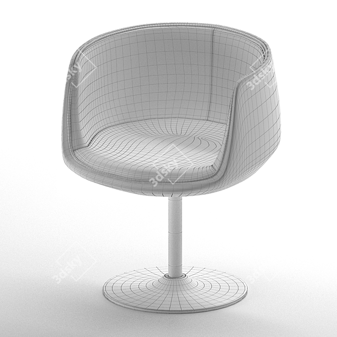 Walnut Swivel Club Chair 3D model image 3