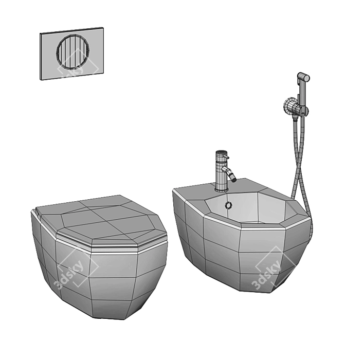 Globo 4all Bidet Set: Devit Mixer & Geberit Flush Button 3D model image 5