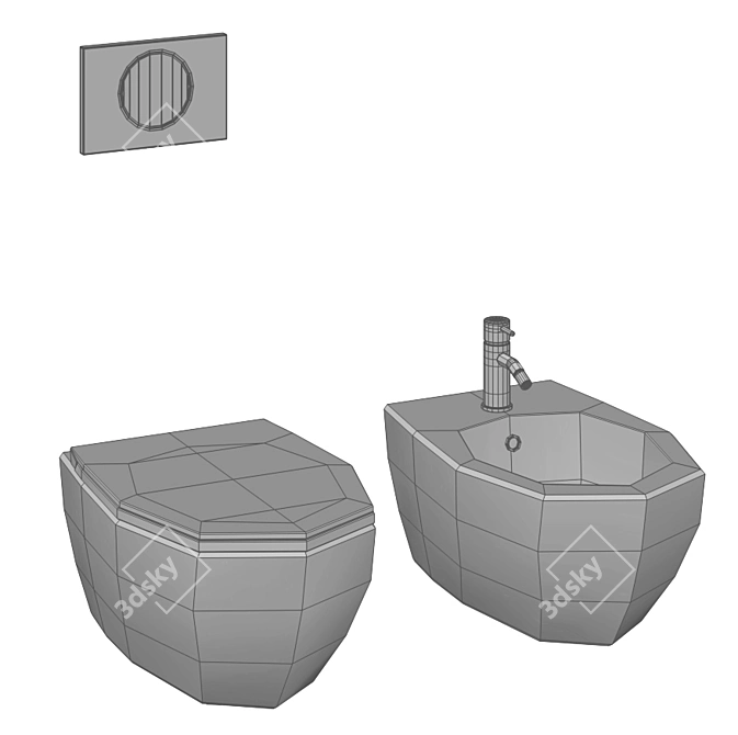 Globo 4all Bidet Set: Devit Mixer & Geberit Flush Button 3D model image 9