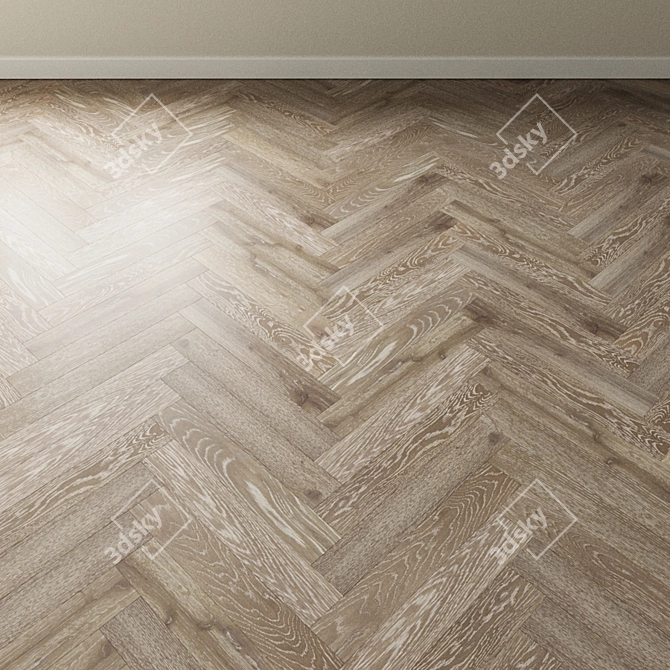 Gray Cashmere Oak Chevron Parquet 3D model image 2