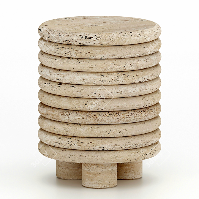 Modern Travertine Marble Stool 3D model image 1