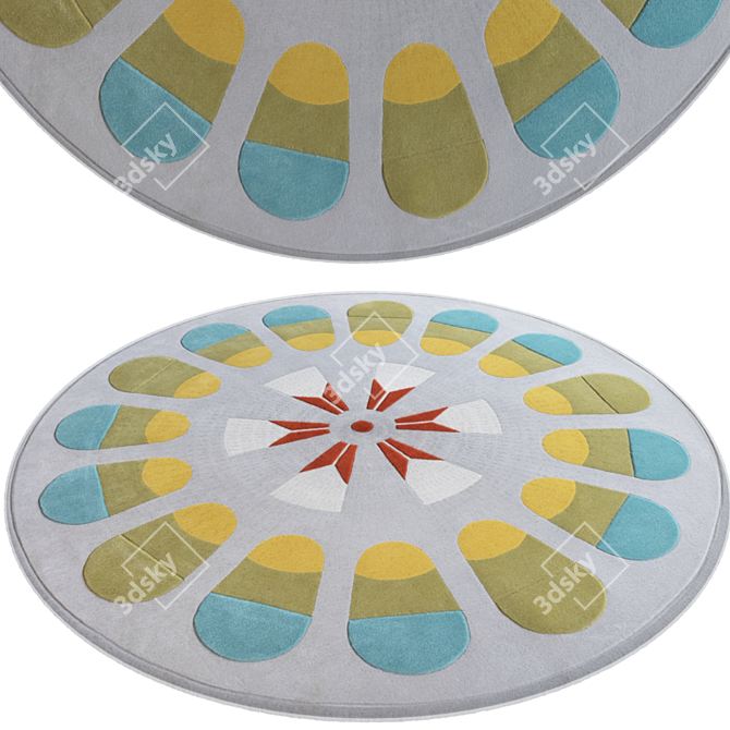 Commune Circle Wool Rug 3D model image 1