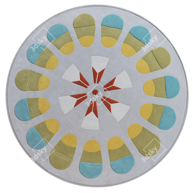 Commune Circle Wool Rug 3D model image 2